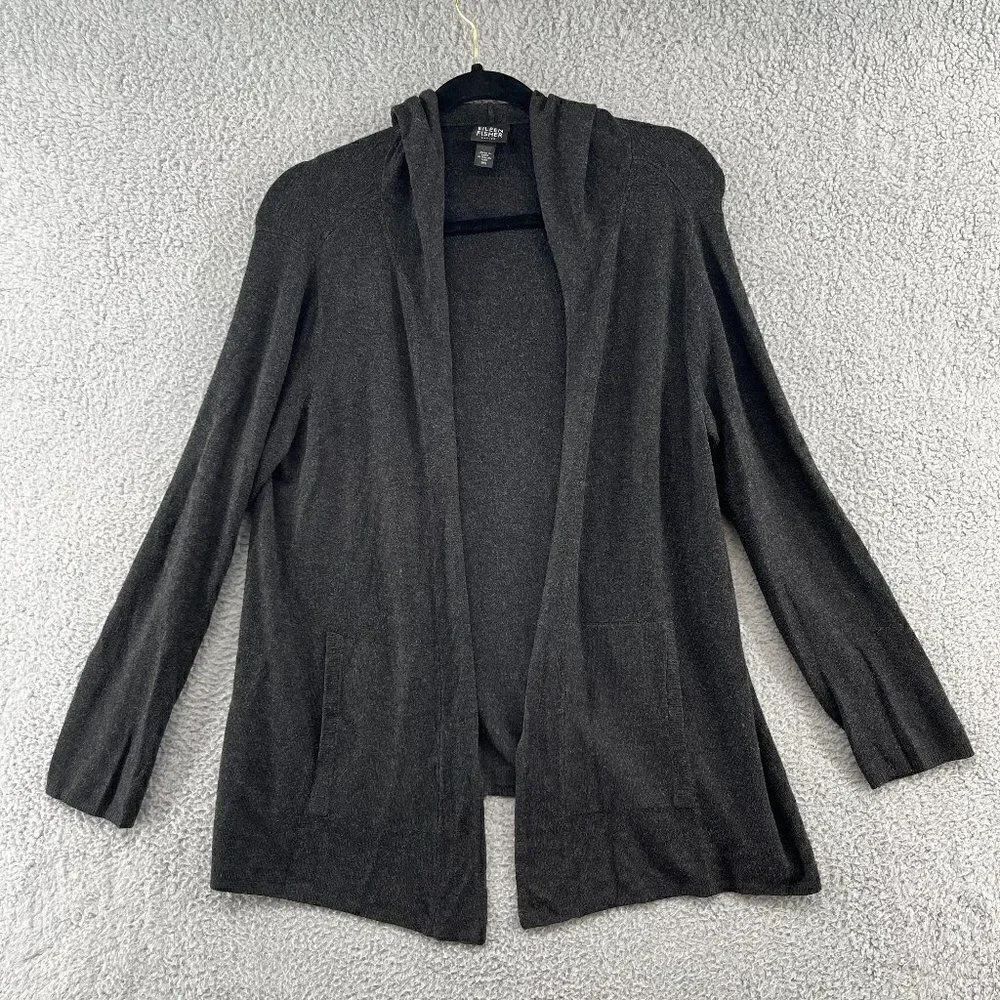 eilleen fisher open cardigan Viscose Charcoal Gray Size Petite Medium